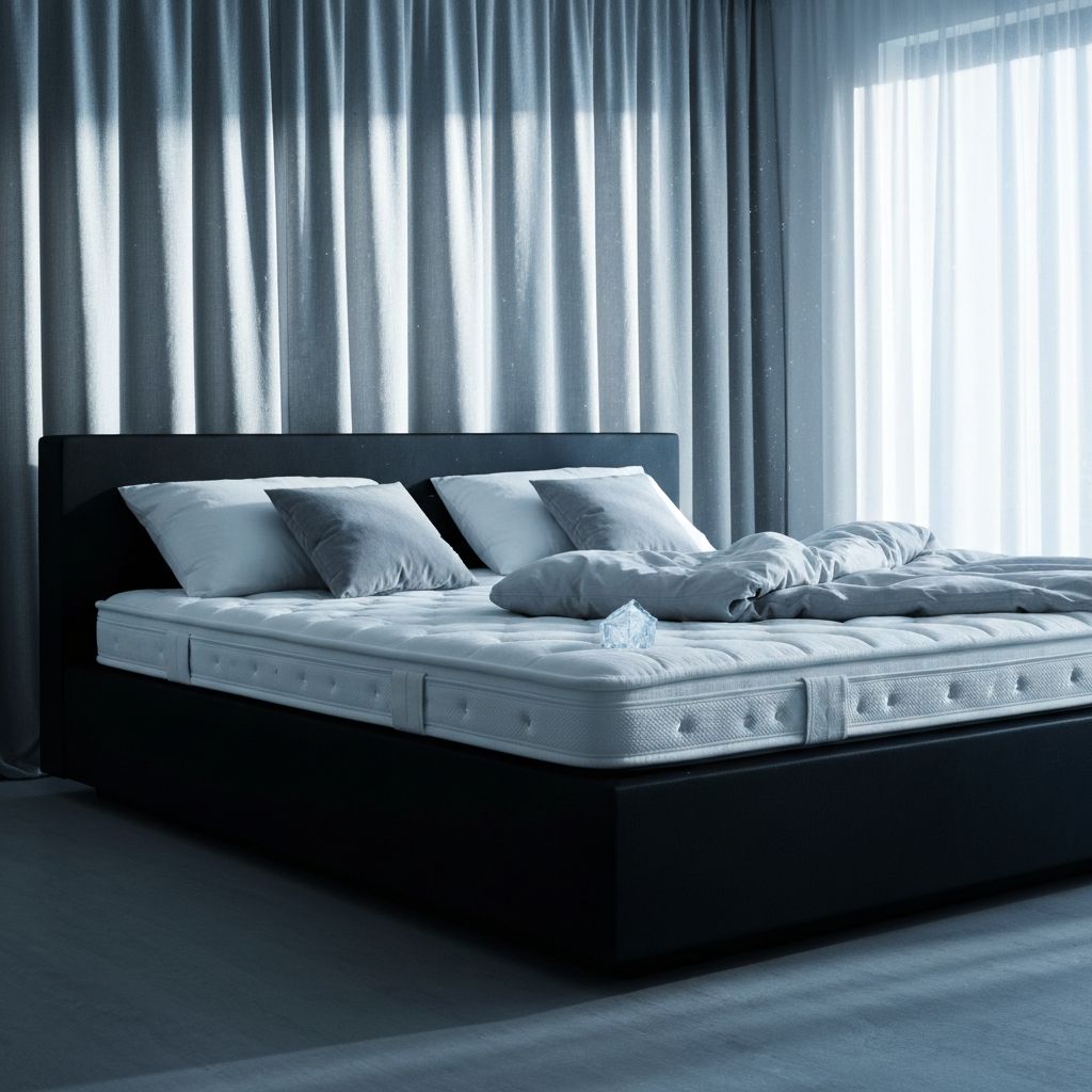 Tempur-Breeze cooling mattress in a serene cool bedroom